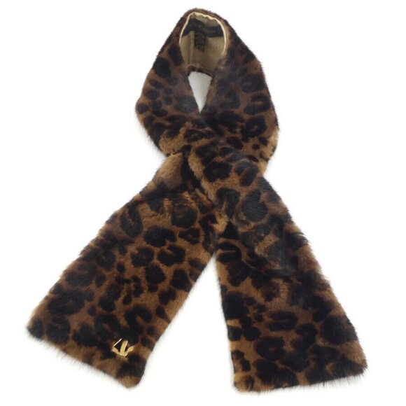 Auth LOUIS VUITTON Muffler Scarf Tippet Brown Fur - Picture 1 of 16